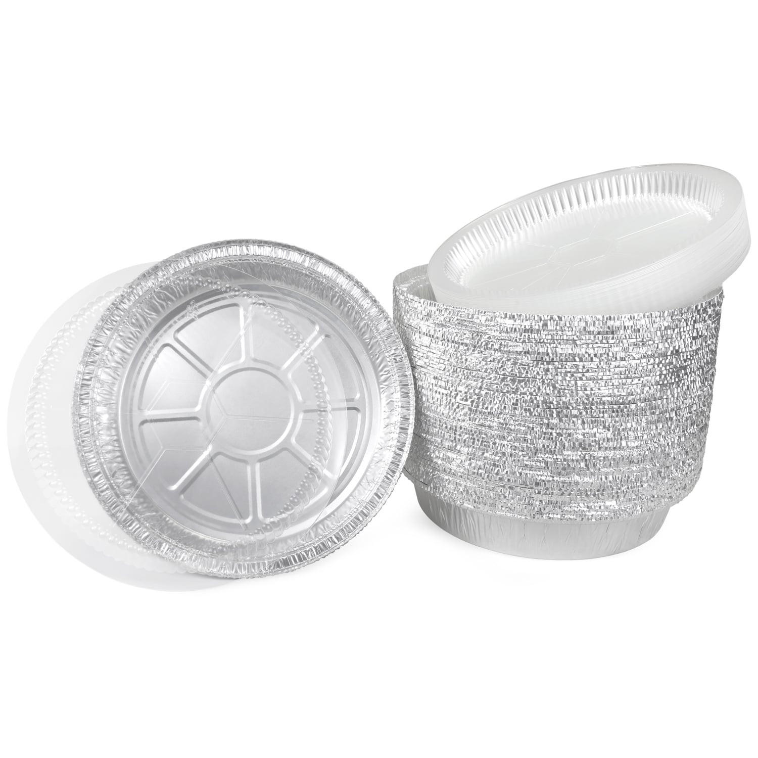 9" Round Aluminum Foil Pans with Dome Lids (Pack of 25/50/100) for Baking, Cooking, Serving 4